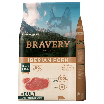 Bravery Iberian Pork Large/Medium Adult для собак середніх та великих порід з іберійською свининою 4 кг