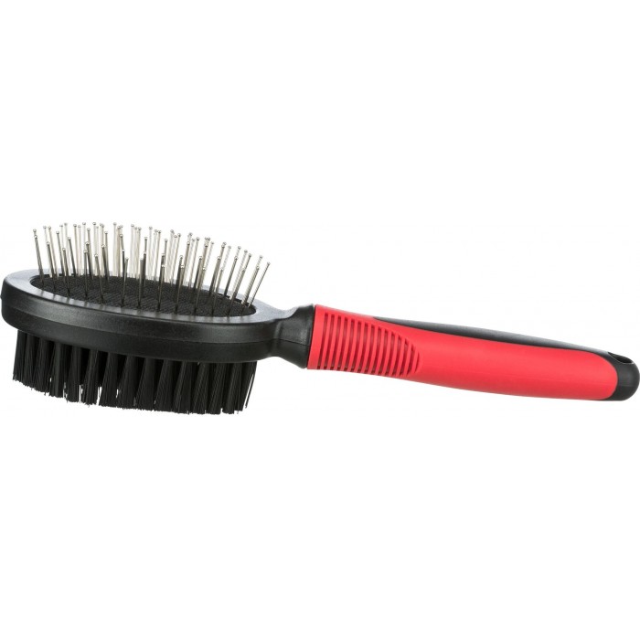 Trixie расческа-щетка двухсторонняя для кошек и собак для ухода за шерстью и подшорстком 5х12см