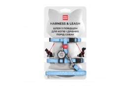 Collar WAUDOG Re-cotton шлея з повідцем для котів і малих собак з QR-паспортом (блакитна) XS