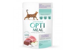 Optimeal Adult Cats Hairball Control вологий корм з качкою в яблучному желе 85 г
