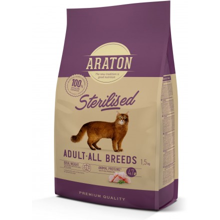 Araton Sterilised Adult All Breeds сухий корм для стерилізованих котів 1,5кг