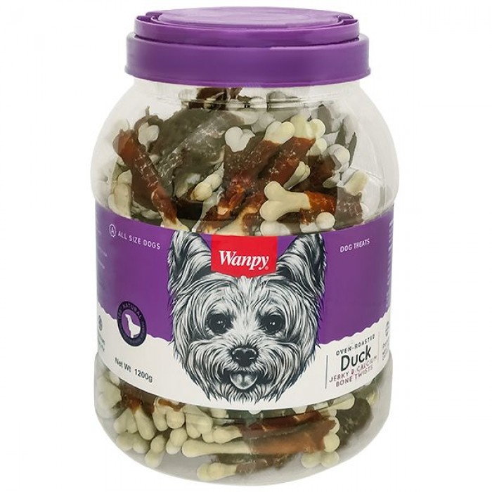 Wanpy Duck Jerky & Calcium Bone Twists лакомство для собак с уткой и кальцием 1,2 кг