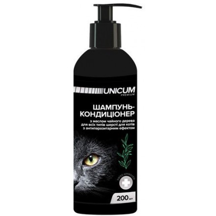 Unicum шампунь-кондиционер для кошек с маслом чайного дерева 200 мл.