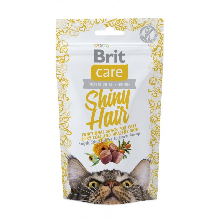 Brit Care Cat Snack Shiny Hair Ласощі з лососем для котів, 50г