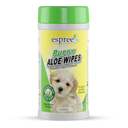 Еspree Puppy Aloe Wipes влажные салфетки​ для щенков с ароматом детской присыпки 50 шт