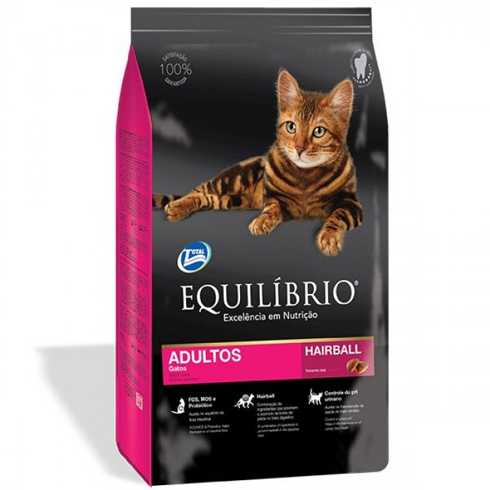 Equilibrio Cat Adult Hairball сухой корм для выведения шерсти у кошек с курицей и рыбой 0,5 кг
