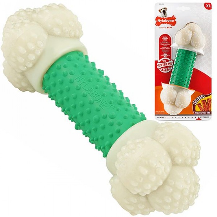 Nylabone Extreme Chew Double Action для собак гигантских пород с ароматом бекона и мяты 22,5см