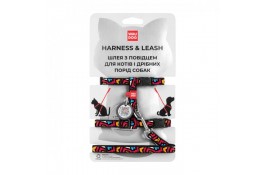 Collar WAUDOG Nylon шлея "Граффіті" з повідцем та QR паспортом для котів та собак XS