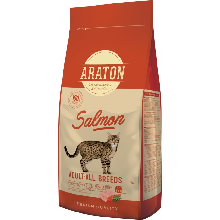 Araton Salmon Adult All Breeds сухий корм для дорослих котів з лососем 15кг
