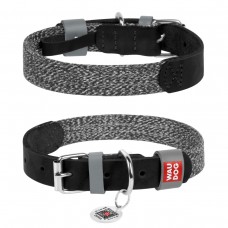 Collar WAUDOG Classic нашийник для собак зі шкіри та бавовни (чорний) S