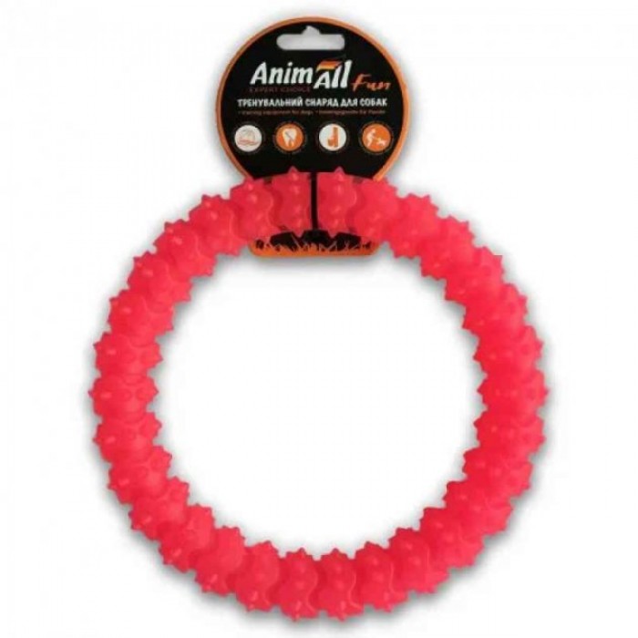 AnimAll Fun іграшка для собак "Кільце з шипами" (коралова) 20 см​