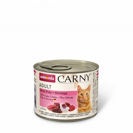 Animonda Carny Adult Beef, Turkey + Shrimps влажный корм с говядиной, индейкой и креветками для кошек 200 г