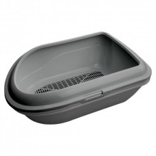 AnimAll туалет із високими бортиками та сіткою для котів (сірий)