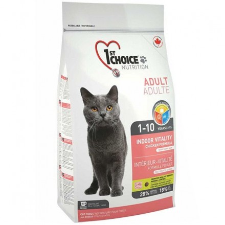 1st Choice Adult Indoor Vitality Chicken сухой корм для кошек с курицей 5,44 кг