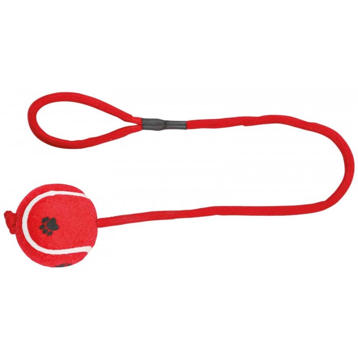 Trixie игрушка для собак мяч теннисный на веревке с ручкой 6,5 см/50 см