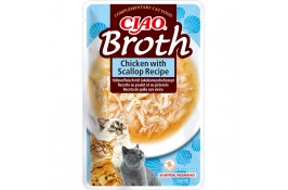 INABA CIAO Broth влажный корм для котов курица и гребешок в бульоне 40 г