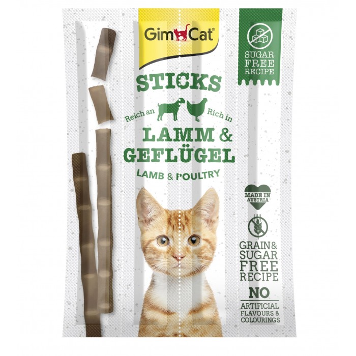 GimCat Sticks Lamb and Poultry - ласощі для котів, з ягням і птицею 4шт.
