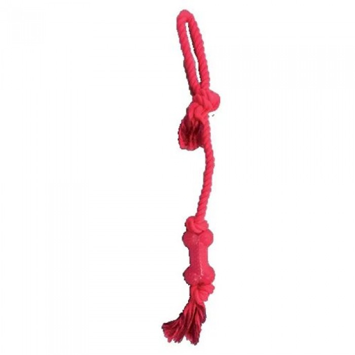 Croci Juice игрушка для собак "Канат с ручкой и косточкой" (малиновый) 50 см