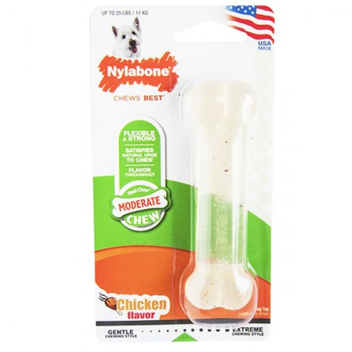 Nylabone Flexi Chew Regular игрушка кость для собак малых пород с ароматом курицы 11,4см