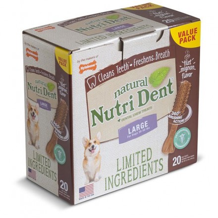 Nylabone Nutri Dent Natural Filet Mignon Large лакомство со вкусом филе миньон для собак крупных пород 20шт/уп