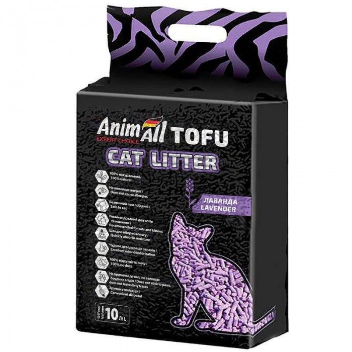 AnimAll Tofu Lavender соєвий наповнювач для котів з ароматом лаванди 10 л