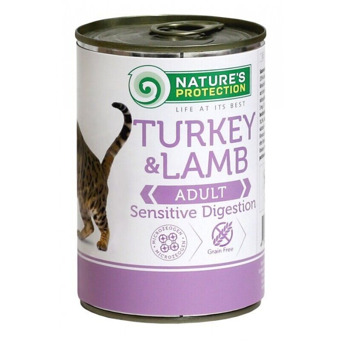 Nature's Protection Sensitive Digestion Turkey & Lamb влажный корм с индейкой и ягненком для кошек 400 г*6шт.