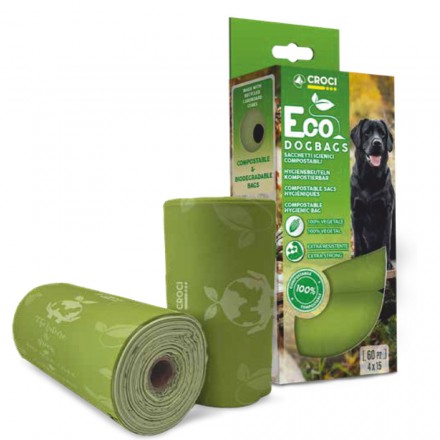 Croci ECO Dog Bags пакеты для уборки за собаками (зеленые) 4 рулона х 15 шт.