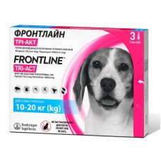 Frontline Tri-Act краплі від бліх, кліщів та комарів для собак від 10 до 20 кг (3 піпетки по 2 мл)