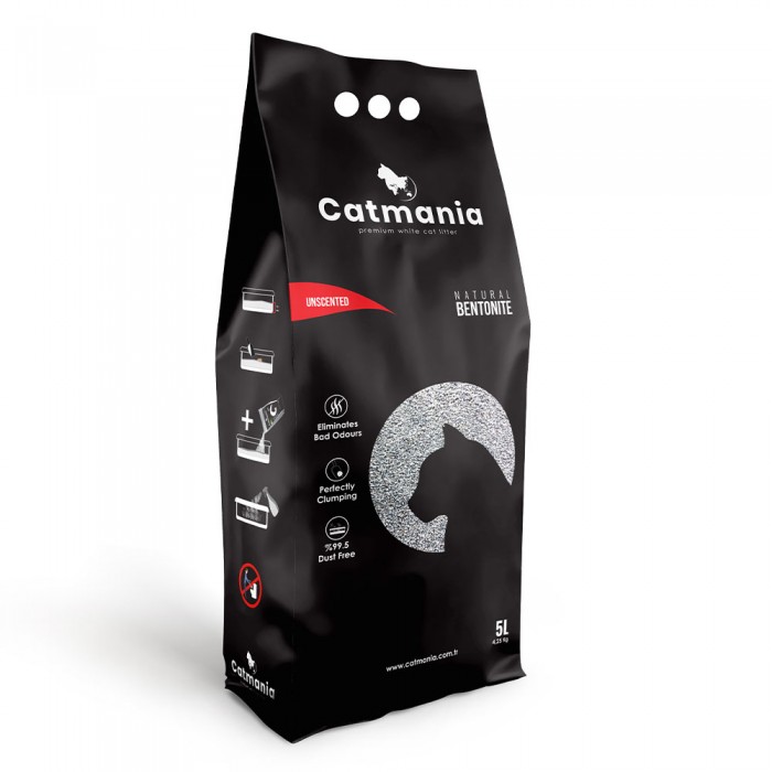 Catmania бентонитовый натуральный наполнитель для кошек без аромата 5 л