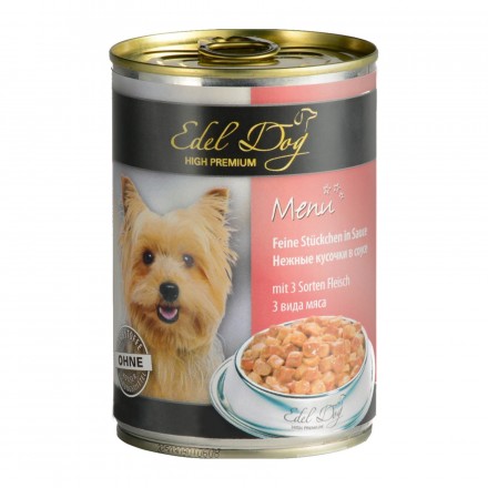 Edel Dog Шматочки з трьома видами м’яса для собак​ 400g