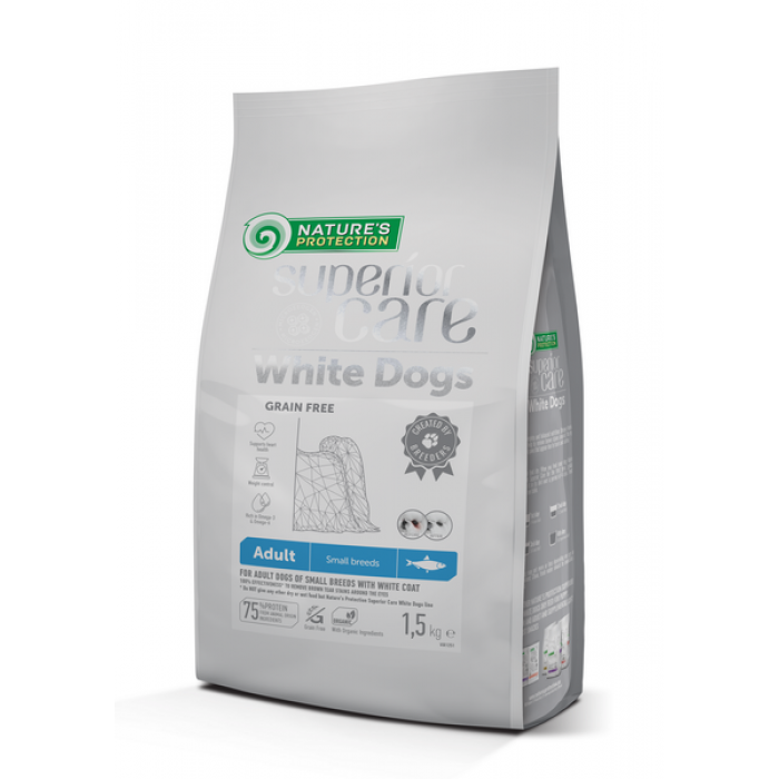 Nature's Protection Superior Care White Dogs Grain Free with Herring Adult Small Breeds з білою шерстю 1,5 кг