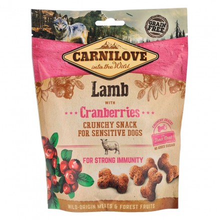 Ласощі Carnilove Dog Crunchy Snack з ягням та журавлиною для дорослих собак 200g
