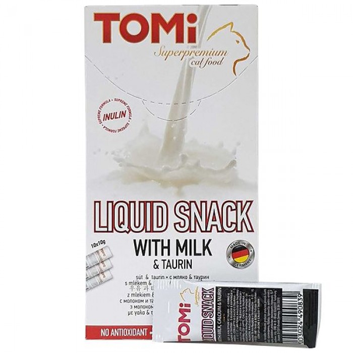 TOMI LIQUID SNACK MILK & TAURIN жидкое лакомство для котов с молоком и таурином 10 г