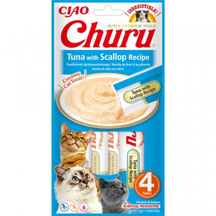 INABA Churu лакомство для кошек сливочный мусс с тунцом и гребешком 4 шт*14 г