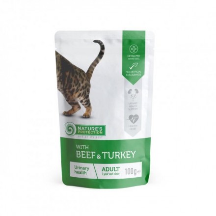 Nature's Protection Urinary with Beef and Turkey влажный корм для кошек с говядиной и индейкой 100 г*12шт
