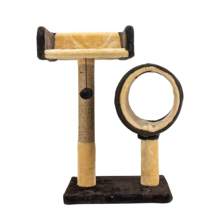 Пухнастики когтеточка для котов с диваном и туннелем (джут) шоколад с бежевым 56×38 см