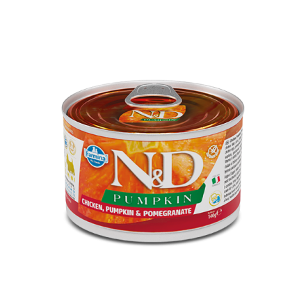 Farmina N&D Grain Free Pumpkin Chicken Adult Mini для собак мелких пород с тыквой, курицей и гранатом 140 г
