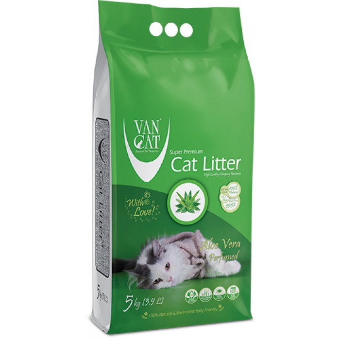VanCat Aloe Vera бентонитовый наполнитель для котов с ароматом алоэ вера 5 кг