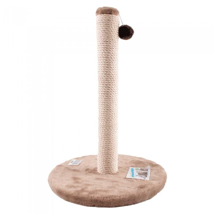 Пухнастики когтеточка для котов столбик на круглой подставке (хлопковая лента) бежевая 50×38 см