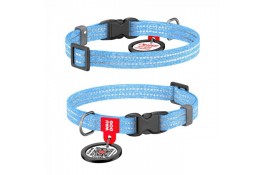 Collar WAUDOG Re-cotton светоотражающий ошейник с QR паспортом для собак (голубой) XS