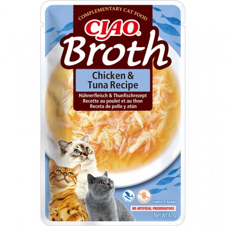 INABA CIAO Broth влажный корм для котов курица и тунец в бульоне 40 г