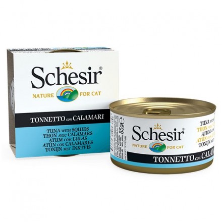 Schesir Tuna with Squid вологий корм для дорослих котів з тунцем та кальмаром в желе 85 г