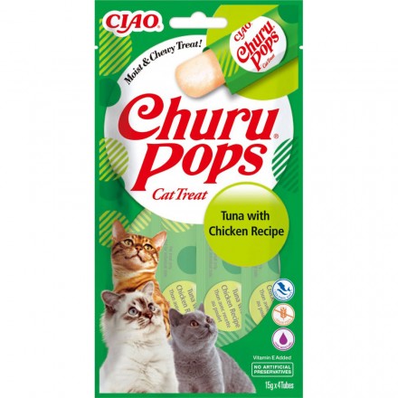 INABA Churu Pops лакомство для кошек с тунцом и курицей 4 шт*15 г