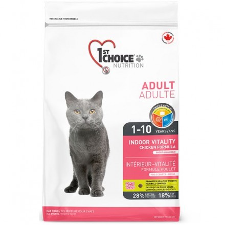 1st Choice Adult Indoor Vitality Chicken сухой корм для кошек с курицей 2,72 кг