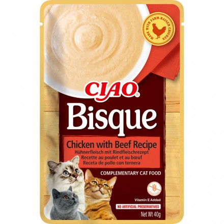 INABA CIAO Bisque вологий корм для котів пюре з курки та яловичини 40 г