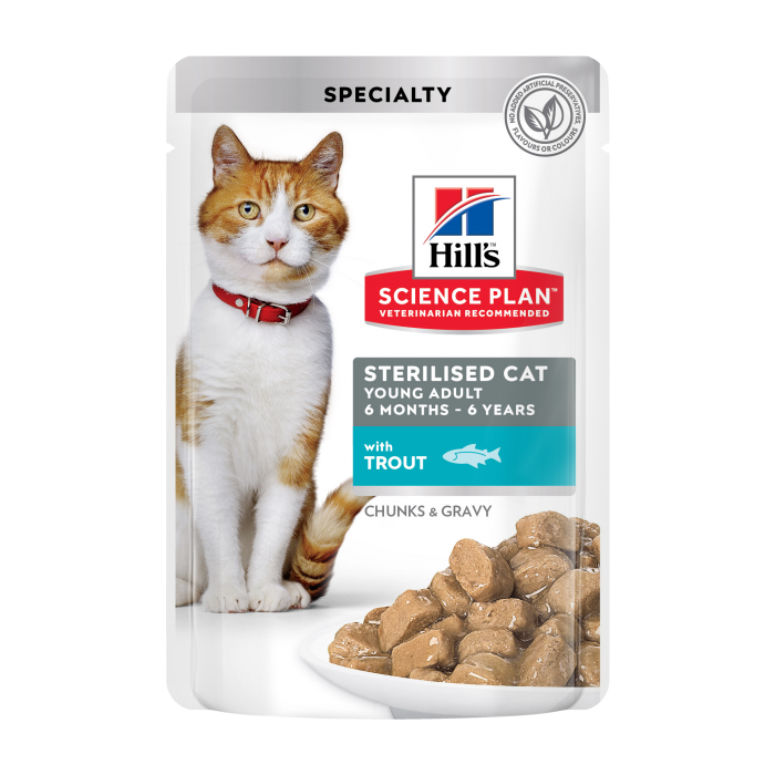 Hill's Science Plan Young Adult Sterilised влажный корм для стерилизованных кошек с форелью 85 г*12 шт