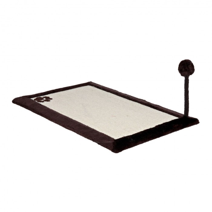 Trixie когтеточка для кошек коврик с мячиком на пружине темно-коричневая 70×45 см