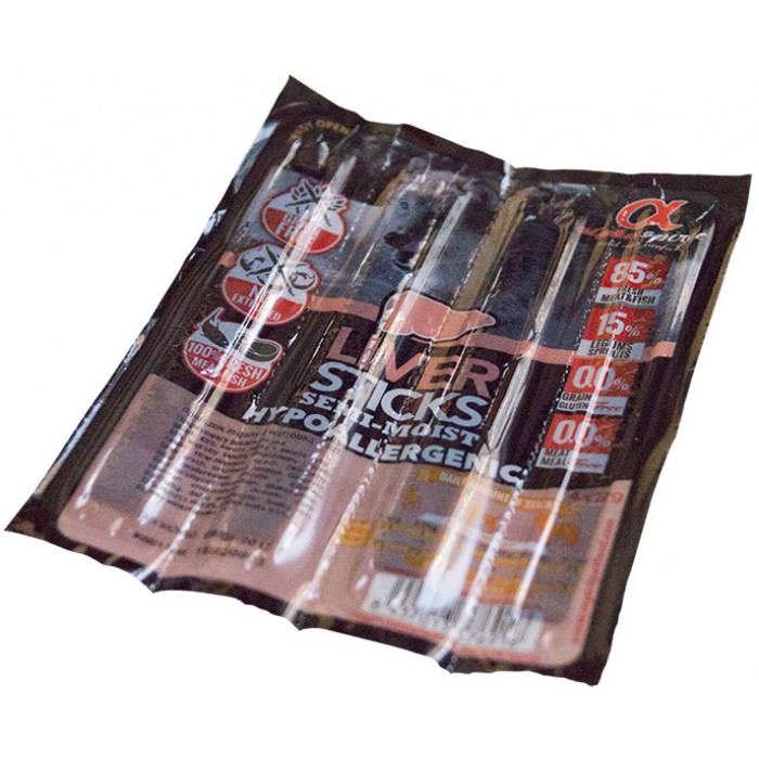 Alpha Spirit Dog Sticks Liver напіввологі ласощі для собак з печінки 4*10г (палички)