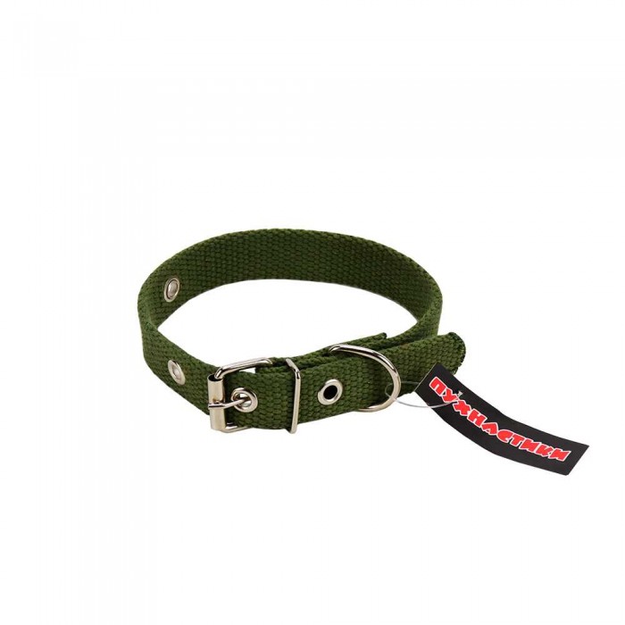 Пухнастики брезентовый ошейник для собак 20 мм, 38 см (зеленый) M