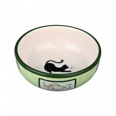 Trixie керамическая миска для котов с кошкой и рыбкой 0,35 л/12,5 см